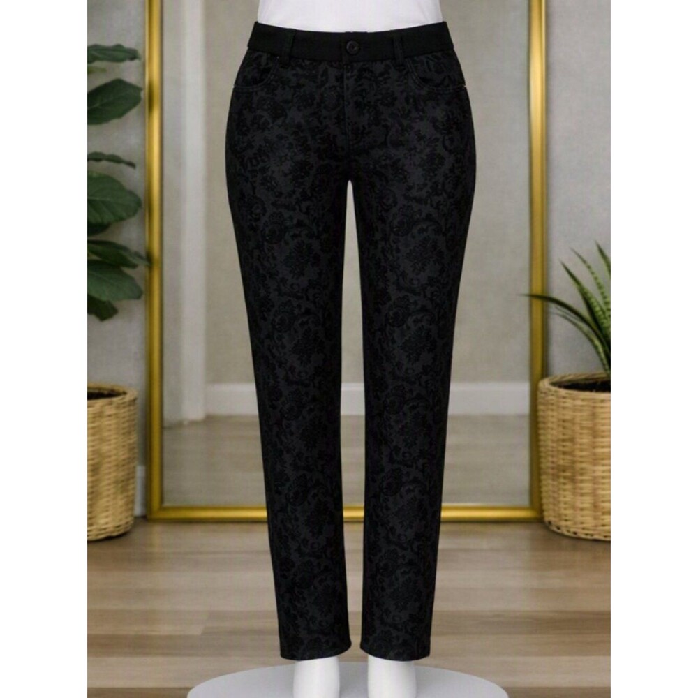 Insight New York Women’s Black Printed Pants Straight Leg Size 6